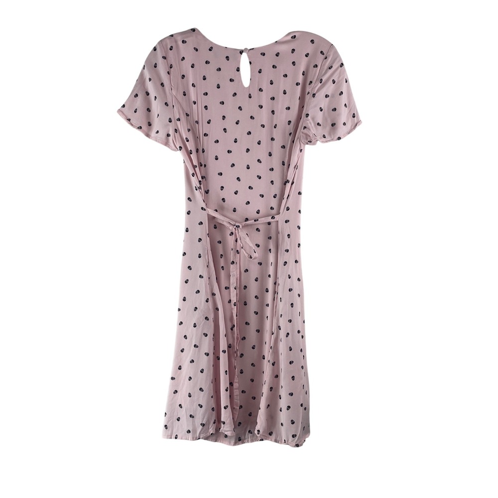 Hot Topic Pink Black Skull Print Button Front Mini Dress Medium Pastel Goth Punk - Picture 2 of 9